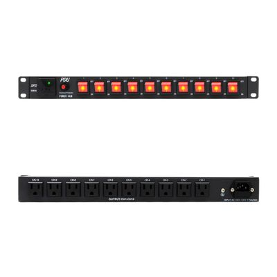 ThePoEstore 10 Outlets 1U Horizontal PDU Network Rackmount Power Strip with Surge Protector, (SPD-10KA) 100-240V,15A 3600 Joules, w/10 LED Switches and 6ft 14 AWG Cord