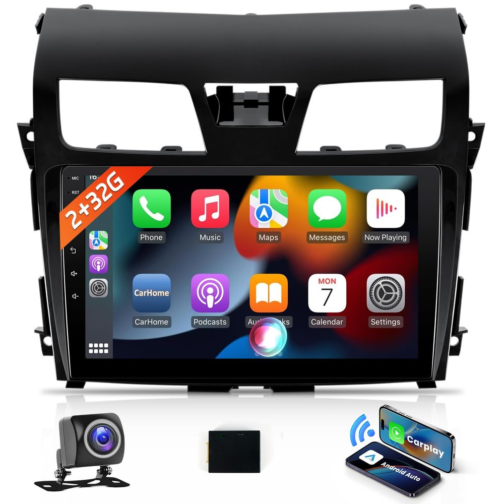 Naifay Android Car Radio for 2013 2014 2015 Nissan Altima with Wireless CarPlay Android Auto, 2+32G 10.1 inch IPS Touch Screen Car Stereo for Nissan with Bluetooth/FM/GPS/WiFi/SWC/Split Screen/Camera