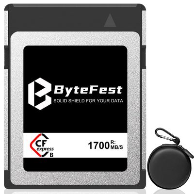 ByteFest 128GB Professional CFexpress Type B Memory Card, Raw 4K/8K Video Recording for Canon EOS R3/R5/R5C, for Nikon Z6/Z7/Z9/D5/D6/D500/D850, for DJI Ronin 4D Panasonic FUJIFILM Camera, Silver