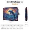 17inch Laptop Sleeve Bag Colorful Starry Sky Ocean Dolphin Laptop Bag Shockproof Computer Carrying Cover Slim Briefcase Handbag view 2