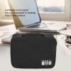 Data Cable Charger Bag, Large Capacity Portable Electronic Accessory Storage Case for Mobile HDD Laptop Power Cord (BLACK view 4