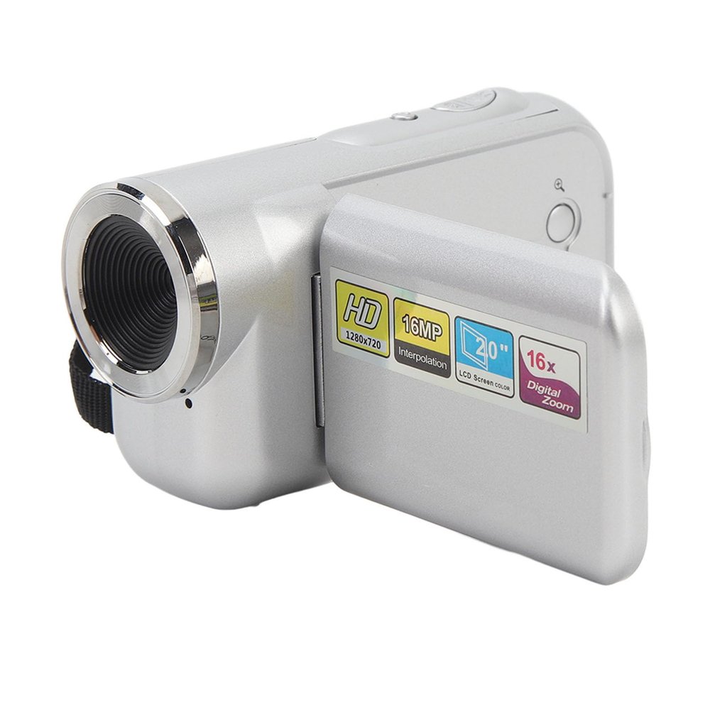 HD Video Camera Digital Camcorder, Portable Vlog Camera Recorder 1080P 16MP 2inch TFT Screen 16X Digital Zoom DV Camcorder Support Selfie (Silver)