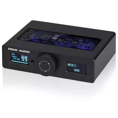 Douk Audio Q11 Digital to Analog Audio Converter, HiFi USB DAC Adapter ESS9038 + AK4493 with Coacial/Optical/PC-USB Inputs & RCA/AUX Outputs DSD256