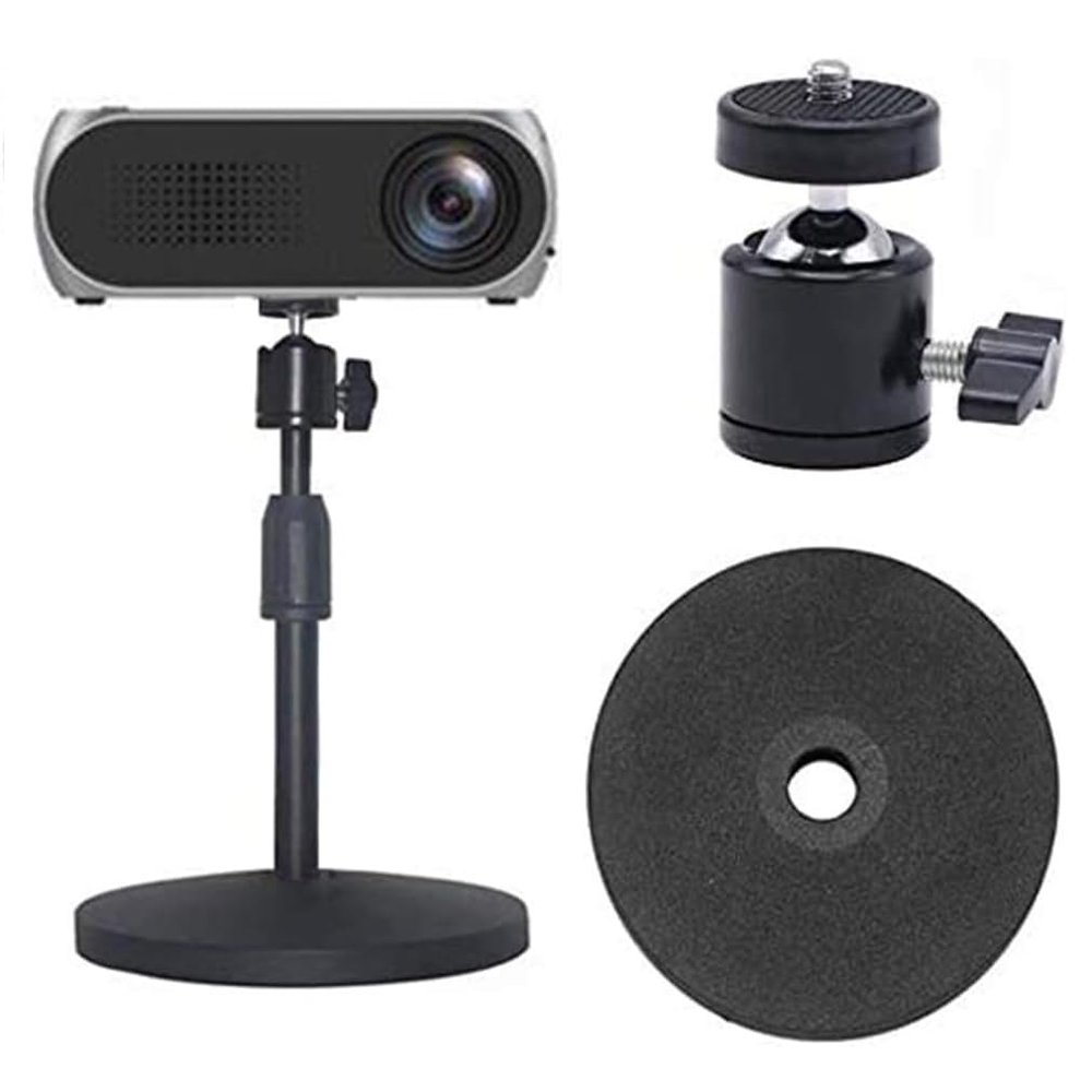 Coret Desktop Mini Projector Stand, for Projector CCTV DVR, Angle Adjustable Mini Projector Stand 3/8in Mounting Screw with 1/4 Screw 360 Rotatable Adapter Ball Head