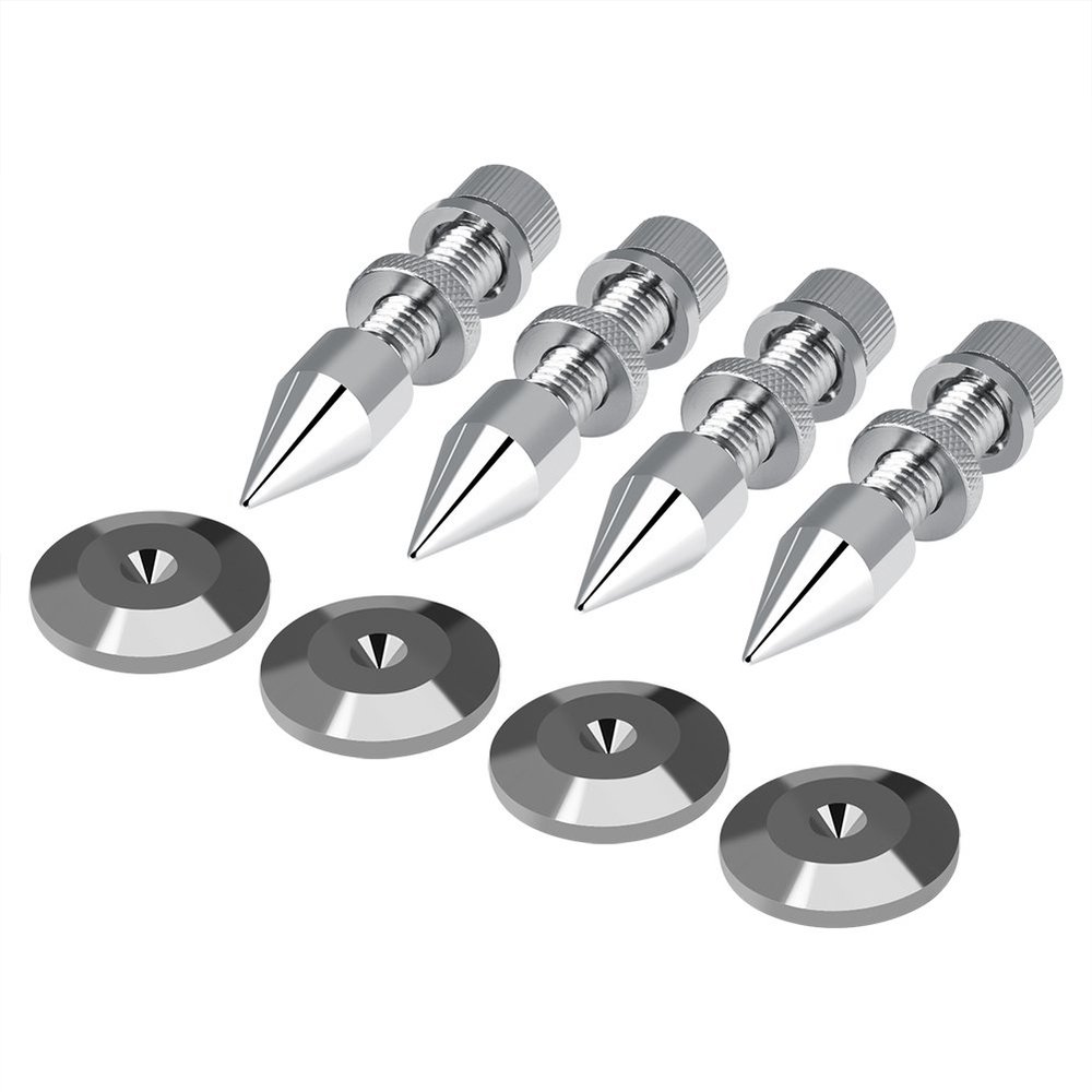 ciciglow Speaker Spike, 4 Piece Audio Speaker Spike 11 * 60 Mm Isolation with 4 Piece Shockproof Cone Base Pad for HiFi or Frame.