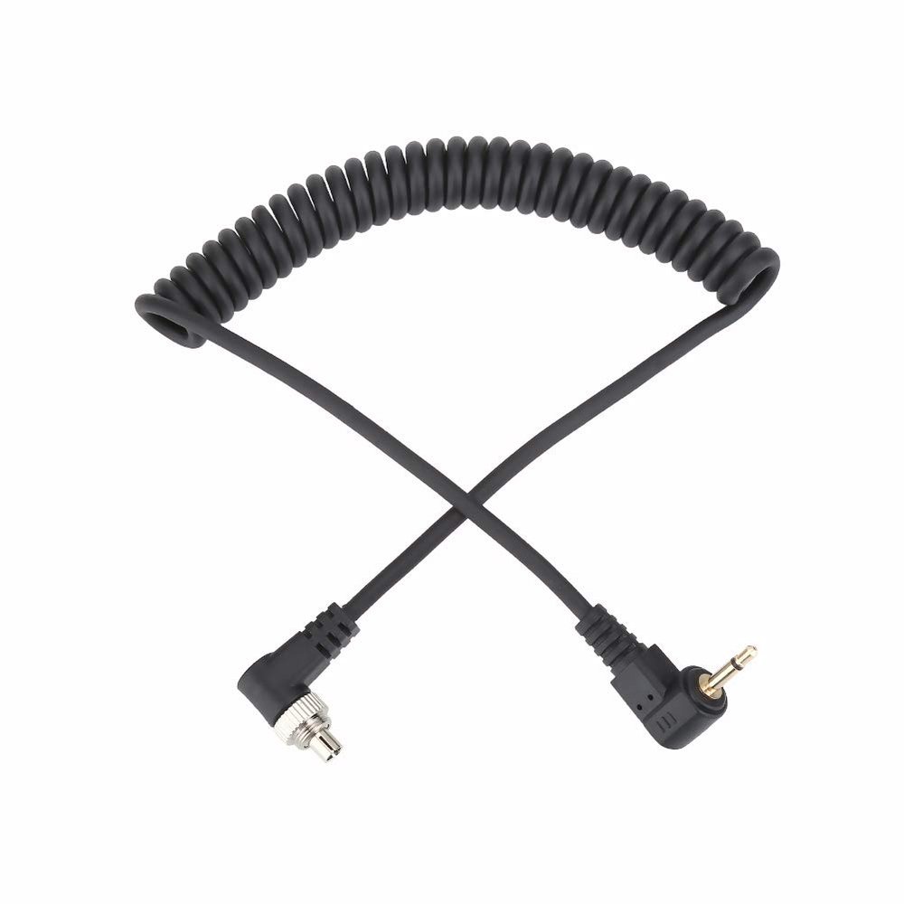 2.5mm to Male Flash PC Sync Cable Cord, Coiled Wire for Various Cameras