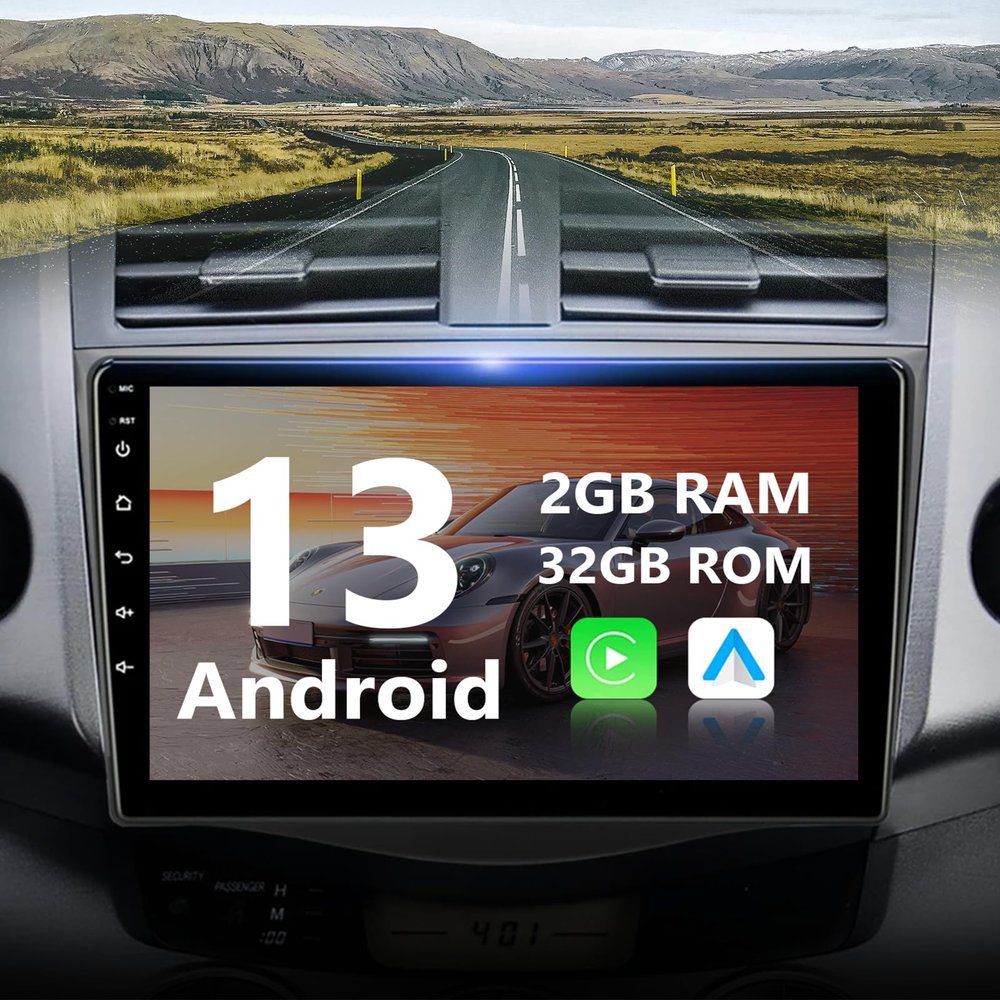 Eunavi [2024 Latest 2G+32G] 2 Din Android 13 Car Stereo Radio for Toyota RAV4 2006-2011 with Wireless Apple CarPlay & Android Auto 9" Touch Screen GPS Navigation Bluetooth FM WiFi Mirror Link