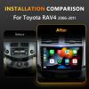 Eunavi [2024 Latest 2G+32G] 2 Din Android 13 Car Stereo Radio for Toyota RAV4 2006-2011 with Wireless Apple CarPlay & Android Auto 9" Touch Screen GPS Navigation Bluetooth FM WiFi Mirror Link view 2