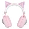 Headset for Kids Foldable Cat Ear 5.3 HiFi Stereo Adjustable Headband Wired Headset for Kids RGB Lights for Online Teaching for School (Roseate) view 1