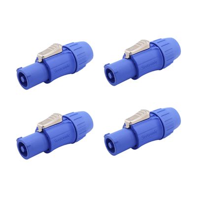 Seetronic SAC3FCA Lockable 3-Pin Power-in Connector | 20A Indoor Powercon Plug for Stage Lighting, Sound Consoles, LED Panels, Power Amplifiers, Audio Racks, and AV Equipment (Blue, Male, 4PC)
