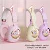 Headset for Kids Foldable Cat Ear 5.3 HiFi Stereo Adjustable Headband Wired Headset for Kids RGB Lights for Online Teaching for School (Khaki) view 4