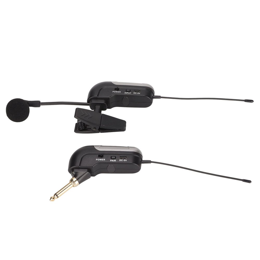 Vikye Pickup Instrument Microphone, UHF Clip Condenser Microphone, Auto Connect, Flexible Design, Instrument Microphone with 360 Rotatable Fixed Clip for
