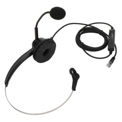Business Headphones with Microphone with Noise Cancelling and Audio Controls, Wired Monaural Headphones with RJ9 Plug for Office Call Center, Voice More