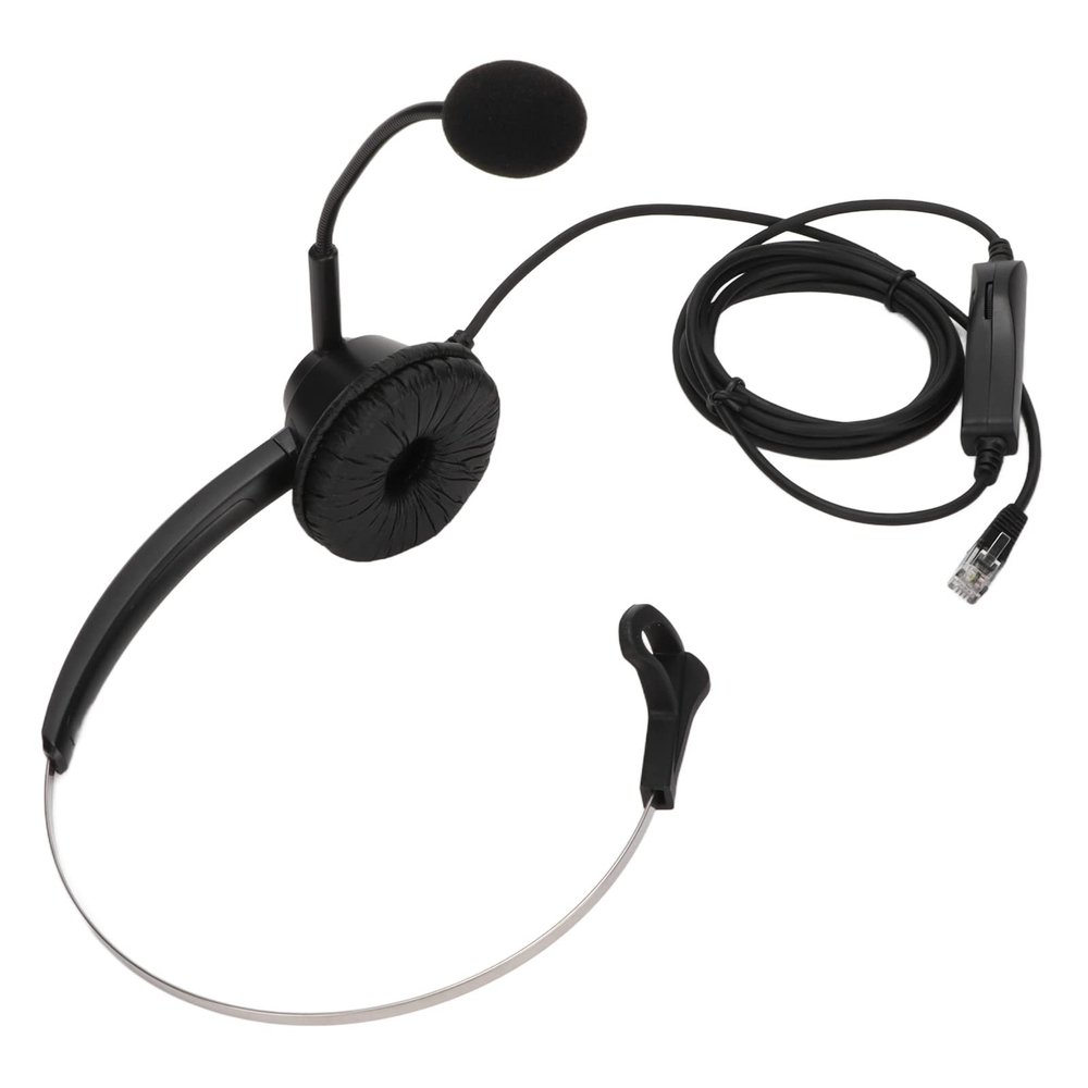 Business Headphones with Microphone with Noise Cancelling and Audio Controls, Wired Monaural Headphones with RJ9 Plug for Office Call Center, Voice More