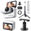 Insta360 GO 3S (White) 128GB Tiny Mighty 4K Action Vlogging Camera, Portable, Mount Anywhere, Waterproof, Stabilization, Hands-Free POV, + Action Pod and Wearable Accessories + Selfie Stick + Tripod view 1