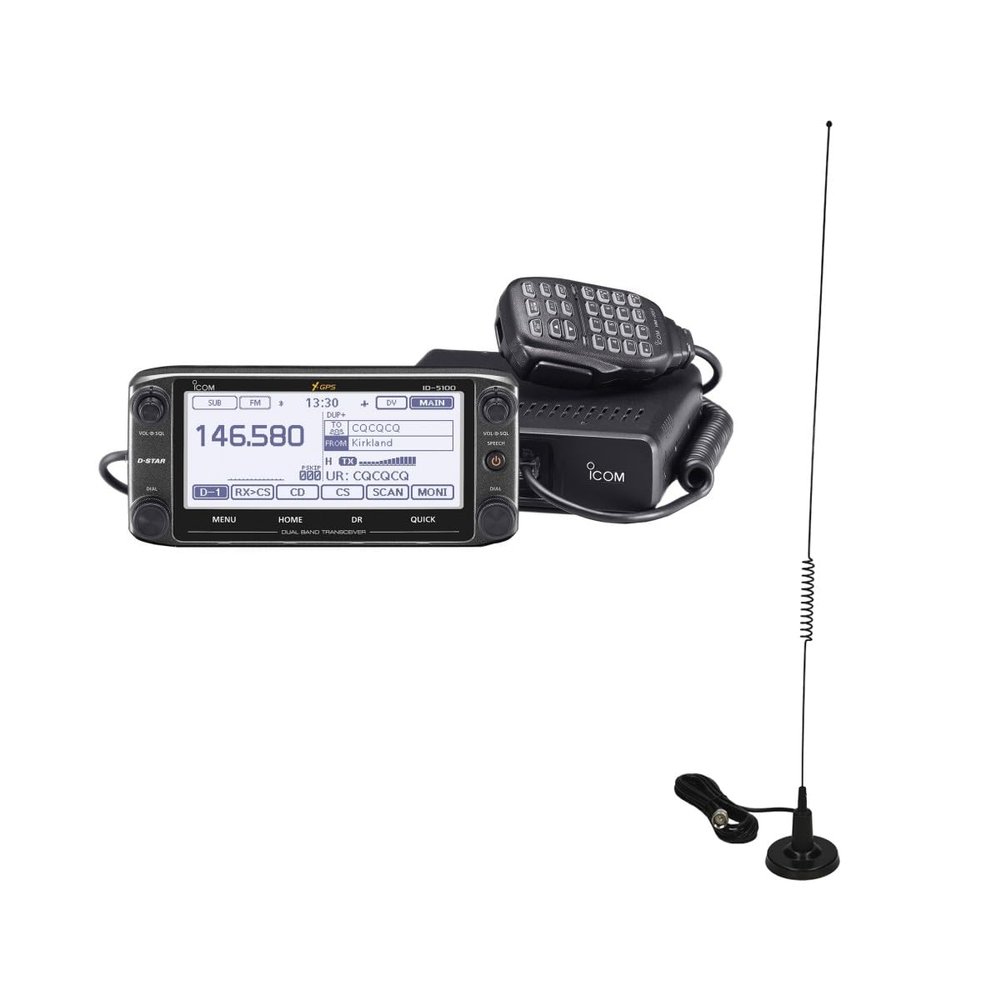 Radio and Accessory Bundle - 2 Items - Icom ID-5100A Deluxe 50W VHF/UHF Digital Mobile Transceiver with Intellitron MA-1824 Dual-Band Magmount Antenna