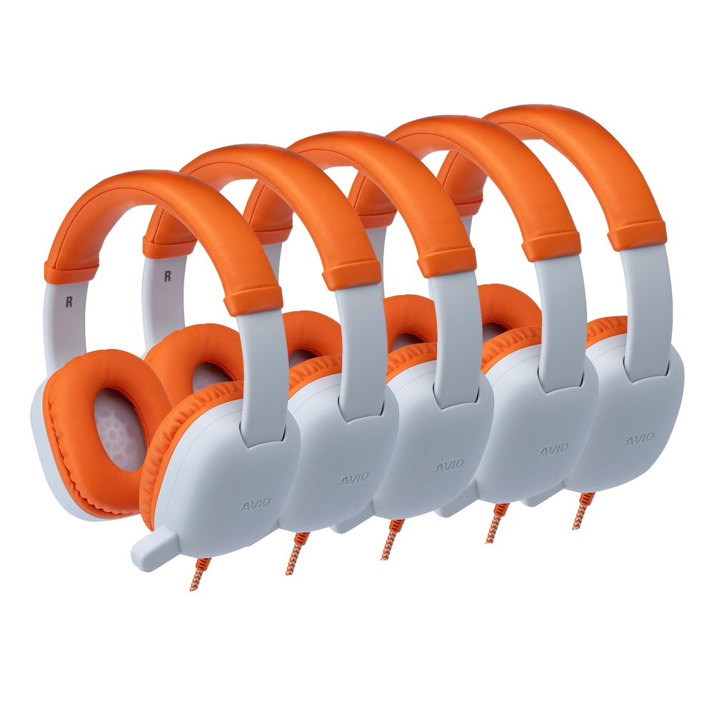 Avid AP-400 WonderEars Kids Headphone with Microphone, TRRS, Orange (20 Pack)