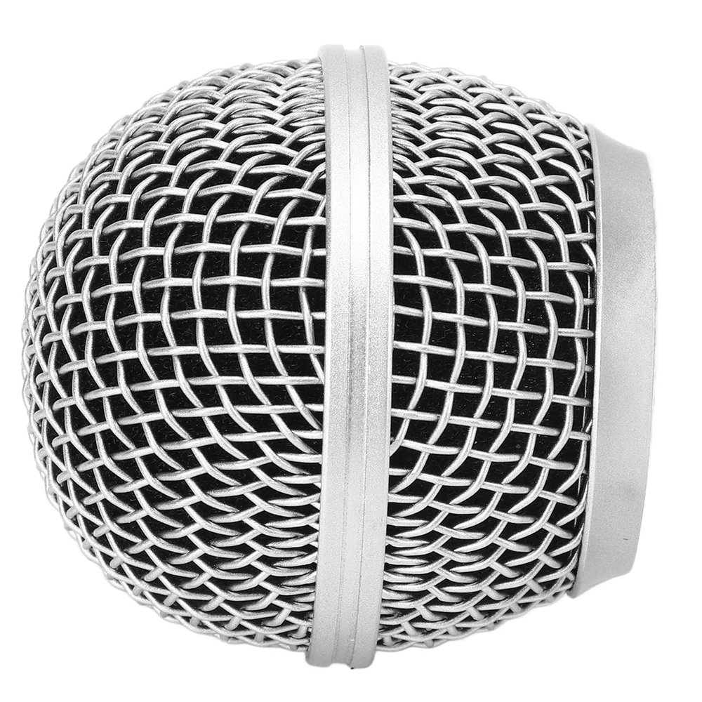 Microphone Grill, Metal Microphone Replacement Head, Microphone Grill with Built-in Burst Prevention Cotton for Singing