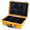 ColorCase Pelican 1500 Case Yellow - Medium Size Waterproof Case with TrekPak Divider & Mesh Lid Organizer - Silver Handles & Latches view 1