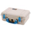ColorCase Pelican 1500 Case Desert Tan - Medium Size Waterproof Case with TrekPak Divider & Computer Lid Organizer - Blue Handles & Latches view 3