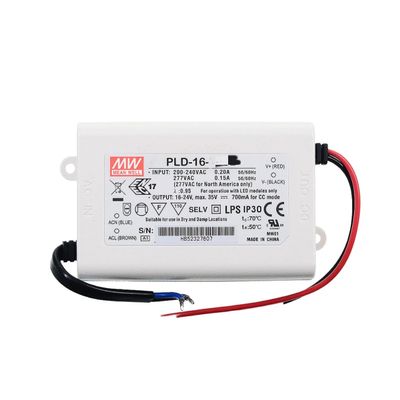 Mean Well PLD 25W 700mA LED Driver PLD-25-700 AC-DC Single Output Constant Current Switching Power Supply Converter Transformer with IP42 PFC Plastic Case