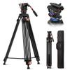 K&F CONCEPT 75" Video Tripod, Heavy Duty Camera Tripod Stand with Fluid Head Damping Adjustable, Load up to 22lb, QR Plate Compatible with Canon Nikon Sony and Other DSLR Camcorder view 1