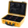 ColorCase Pelican 1500 Case Yellow - Medium Size Waterproof Case with TrekPak Divider & Mesh Lid Organizer - OD Green Handles & Latches view 1