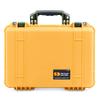 ColorCase Pelican 1500 Case Yellow - Medium Size Waterproof Case with TrekPak Divider & Mesh Lid Organizer - OD Green Handles & Latches view 2