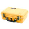 ColorCase Pelican 1500 Case Yellow - Medium Size Waterproof Case with TrekPak Divider & Mesh Lid Organizer - OD Green Handles & Latches view 3
