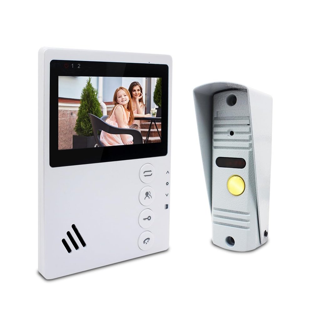 ANJIELO SMART Wired Video Apartment Intercom Door Phone Doorbell System,Handsfree Waterproof Outdoor Doorbell Indoor Monitor One Key Unlock for Home Villa