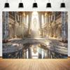 10x8ft Retro Golden Luxury Palace Hall Backdrop Grand Opera Castle Luxurious Chandelier Staircase European Paris Interior Background for Wedding Birthday Party Ceremony Photo Booth Props view 1