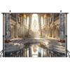 10x8ft Retro Golden Luxury Palace Hall Backdrop Grand Opera Castle Luxurious Chandelier Staircase European Paris Interior Background for Wedding Birthday Party Ceremony Photo Booth Props view 4