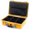 ColorCase Pelican 1500 Case Yellow - Medium Size Waterproof Case with TrekPak Divider & Computer Lid Organizer - Silver Handles & Latches view 1