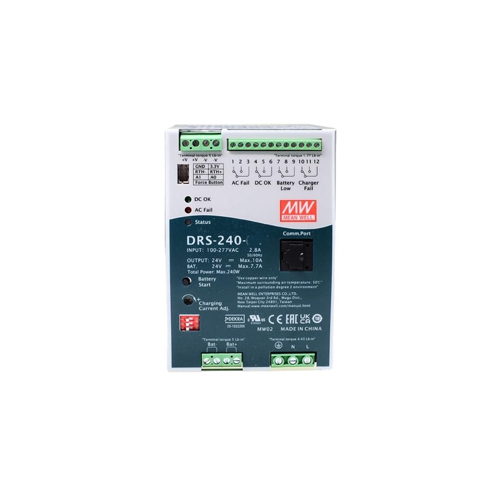 Mean Well DRS 240W 15.4A Switching Power Supply DRS-240-12 AC-DC DIN Rail UPS Power Supply Driver Converter Transformer for Security Systems Alarm Systems etc