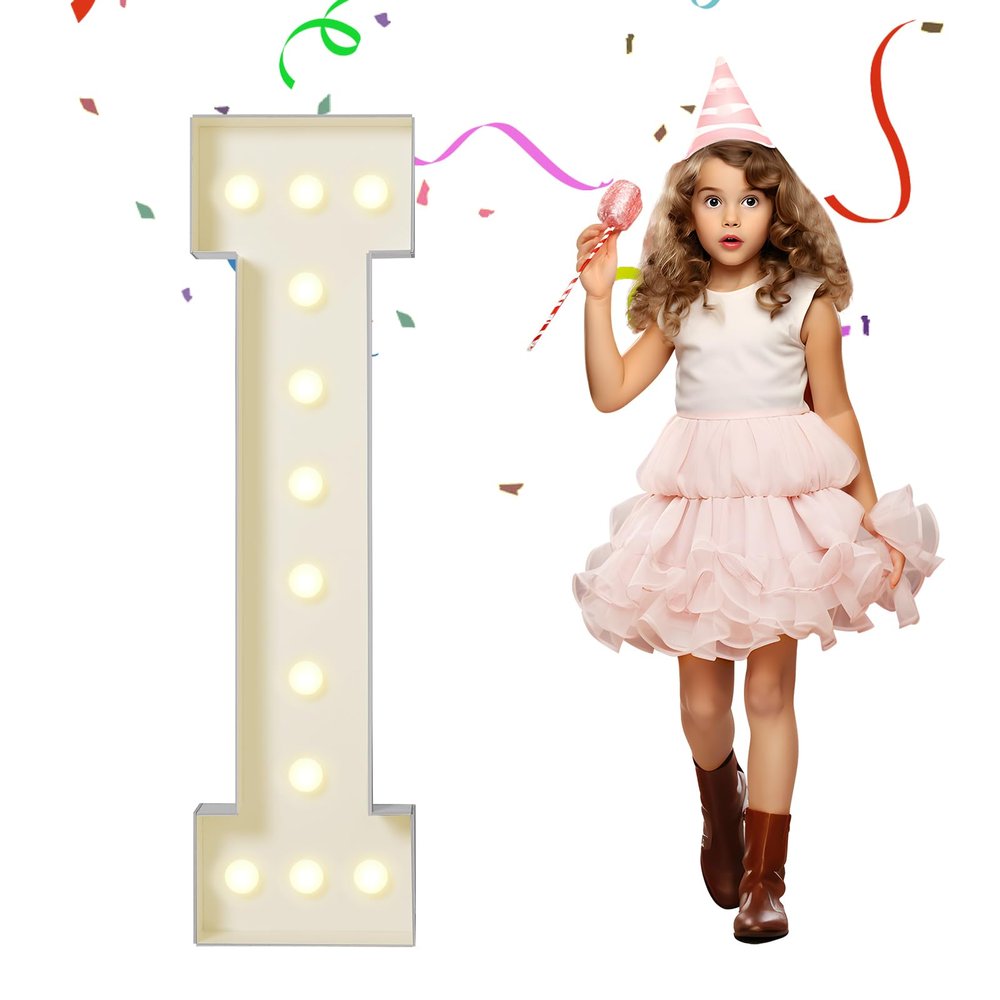 eufony Marquee Letters 4 Feet Tall, 4 FT Marquee Light Up Letters, Giant Light Up Letters 4FT for Birthday Party Baby Shower Gender Reveal Graduation Decorations, Letter I with LED Lights DIY Kit