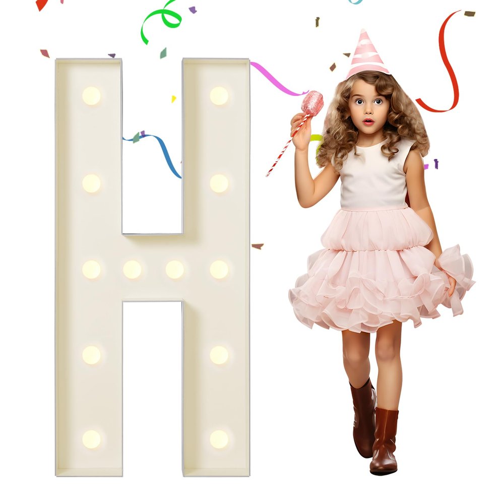 eufony Marquee Letters 4 Feet Tall, 4 FT Marquee Light Up Letters, Giant Light Up Letters 4FT for Birthday Party Baby Shower Gender Reveal Graduation Decorations, Letter H with LED Lights DIY Kit