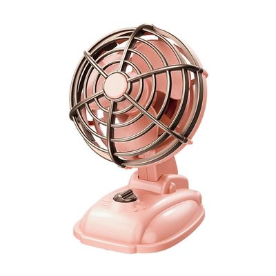 Geuxe Retro Mini Desktop Fan 400mAh USB Rechargeable Desk Outdoor Desk Fan Portable Desktop Fan,Pink
