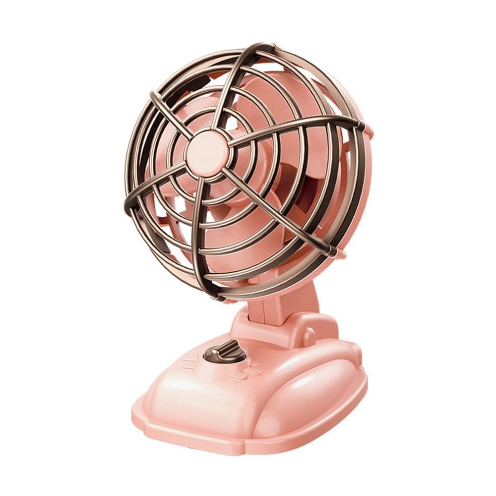 Geuxe Retro Mini Desktop Fan 400mAh USB Rechargeable Desk Outdoor Desk Fan Portable Desktop Fan,Pink