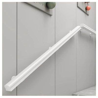 Sxlawesom Wood Handrail Stair Handrail Grab Bar Wall Mounted Staircase Hand Railing with 2 Support Brackets(White,80cm)
