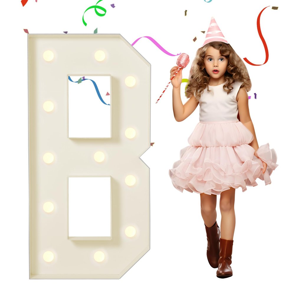 eufony Marquee Letters 4 Feet Tall, 4 FT Marquee Light Up Letters, Giant Light Up Letters 4FT for Birthday Party Baby Shower Gender Reveal Graduation Decorations, Letter B with LED Lights DIY Kit