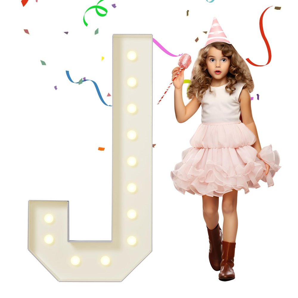 eufony Marquee Letters 4 Feet Tall, 4 FT Marquee Light Up Letters, Giant Light Up Letters 4FT for Birthday Party Baby Shower Gender Reveal Graduation Decorations, Letter J with LED Lights DIY Kit
