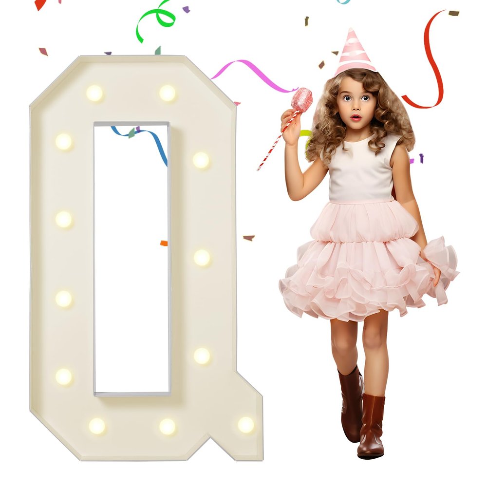 eufony Marquee Letters 4 Feet Tall, 4 FT Marquee Light Up Letters, Giant Light Up Letters 4FT for Birthday Party Baby Shower Gender Reveal Graduation Decorations, Letter Q with LED Lights DIY Kit