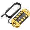CCCEI Heavy Duty Power Strip Surge Protector, Metal 8 Outlets Power Strip for Appliance. Garage Shop Industrial Workbench 15 AMP Outlets Strip. 10FT Extension Cord, Yellow view 1