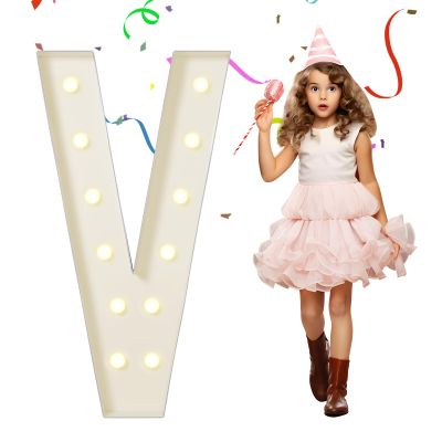 eufony Marquee Letters 4 Feet Tall, 4 FT Marquee Light Up Letters, Giant Light Up Letters 4FT for Birthday Party Quinceaera Baby Shower Gender Reveal Decorations, Letter V with LED Lights DIY Kit