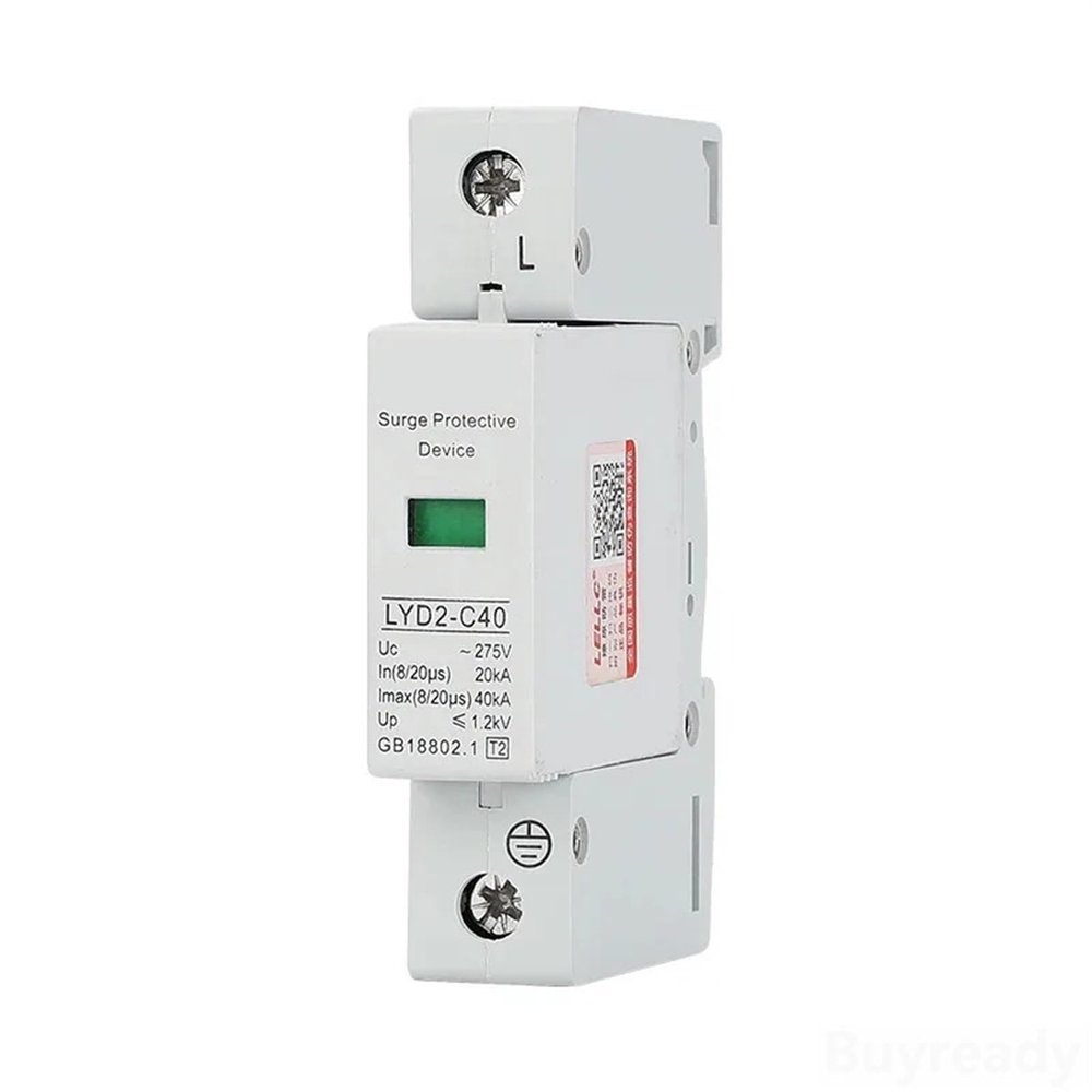 1P 10KA~100KA 275V 385V 420V AC SPD House Surge Protector Protective Low-Voltage Arrester Device 1Pcs(420V,40KA-80KA)