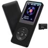 MP3 Player 64GB with Speaker Earphone Portable HiFi Lossless Sound MP3 Mini Music Player Voice Recorder E-Book HD Screen 1.8 inch Black Support up to 128GB view 1