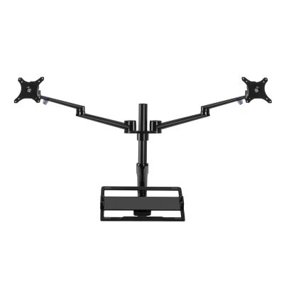 CUFTOBJM OL-10T Aluminum Height Adjustment Desktop Dual 17-32 Inch Monitor Stand + 12-17 Inch Laptop Stand Full Motion Triple Mount Arm