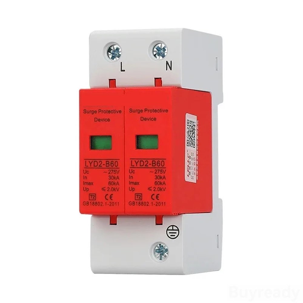 2P 10KA~100KA 275V 385V 420V AC SPD House Surge Protector Protective Low-Voltage Device 1Pcs(275V,20KA-40KA)