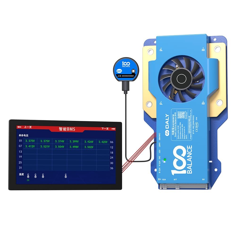 100BALANCE 300A 4-8S Smart Active Balance CAN BMS + WiFi Module +4.3inch Touch LCD Display Set