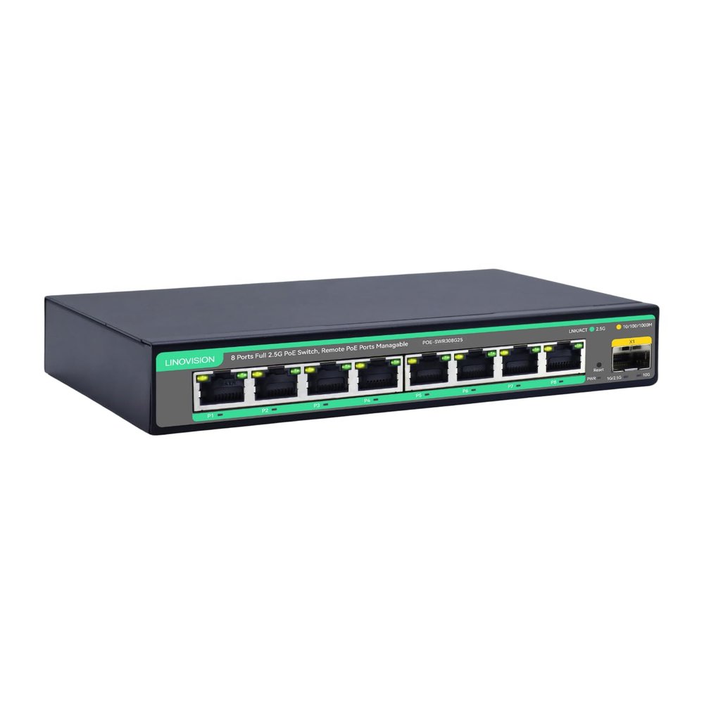 LINOVISION 2.5G Cloud Managed PoE Switch with 10G SFP Uplink, PoE Budget 130W, IEEE802.3af/at, 2.5G High Speed Network for Online Gaming, WiFi 6 AP, Office